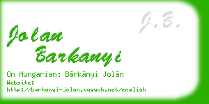 jolan barkanyi business card
